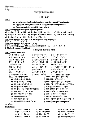 Ôn tập Toán khối 6 học kì 1